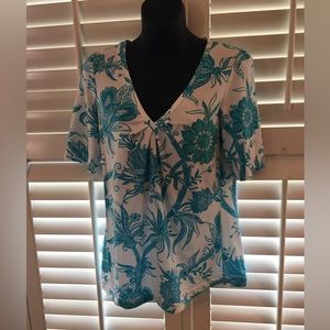 Robert Graham Blue and White Floral Top